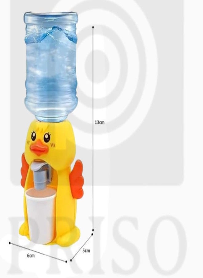 PRISO Mini Water Dispenser Toy for Kids, Creative Thinking, Safe & Durable Cartoon Character Drinking Fountain Pumps with Small Bottle and Mug Childern Play Toy | Duck | Yellowcolor. - Image 4